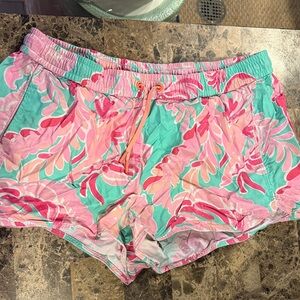 Lilly Pulitzer Pink and Green Floral Athletic Shorts